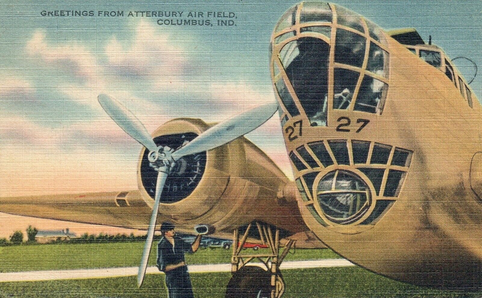Greetings From Atterbury Air Field in Columbus Indiana Military Postcard