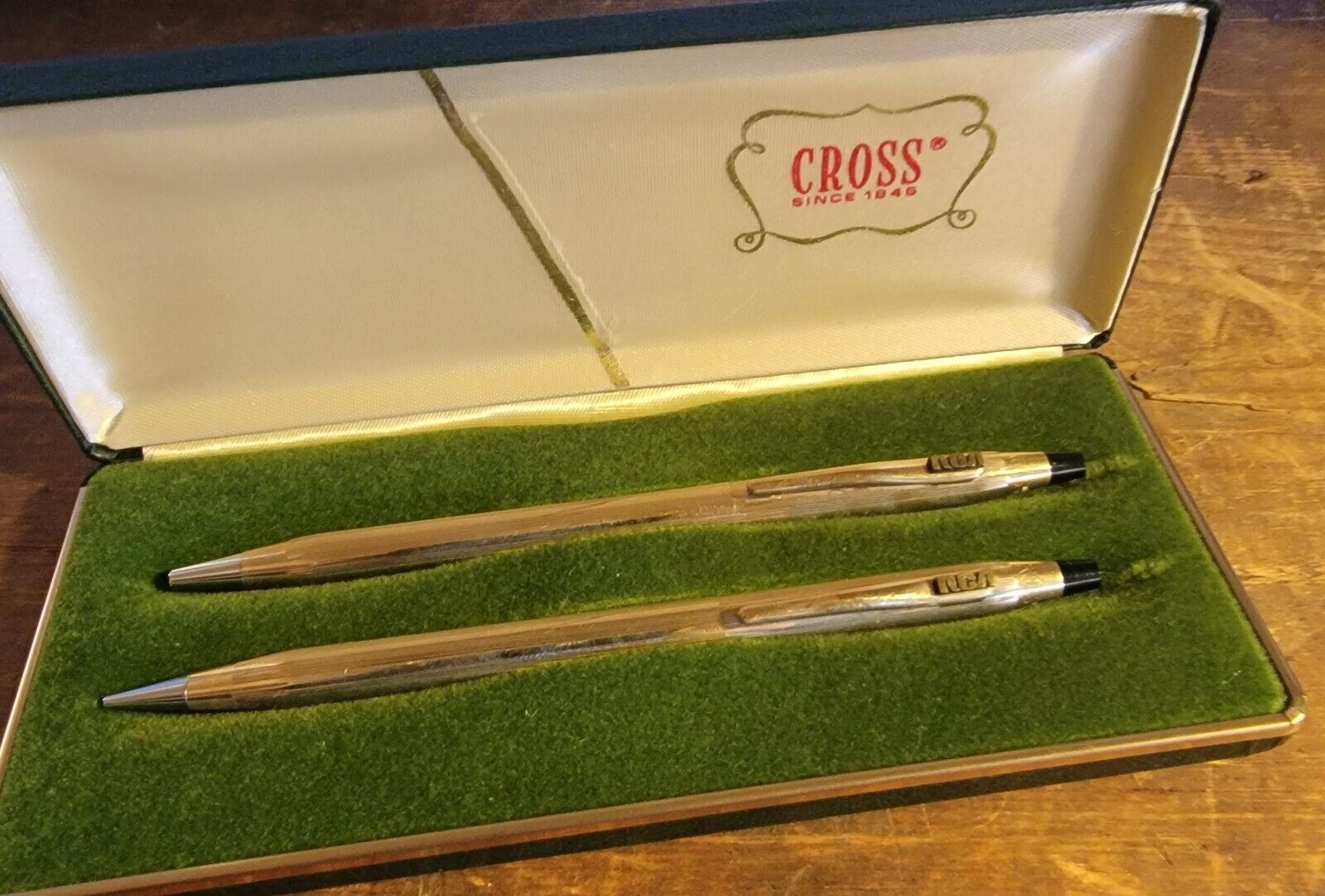 Vintage RCA Cross 10k Gold Filled Rolled Ballpen & Pencil Set with Original Box