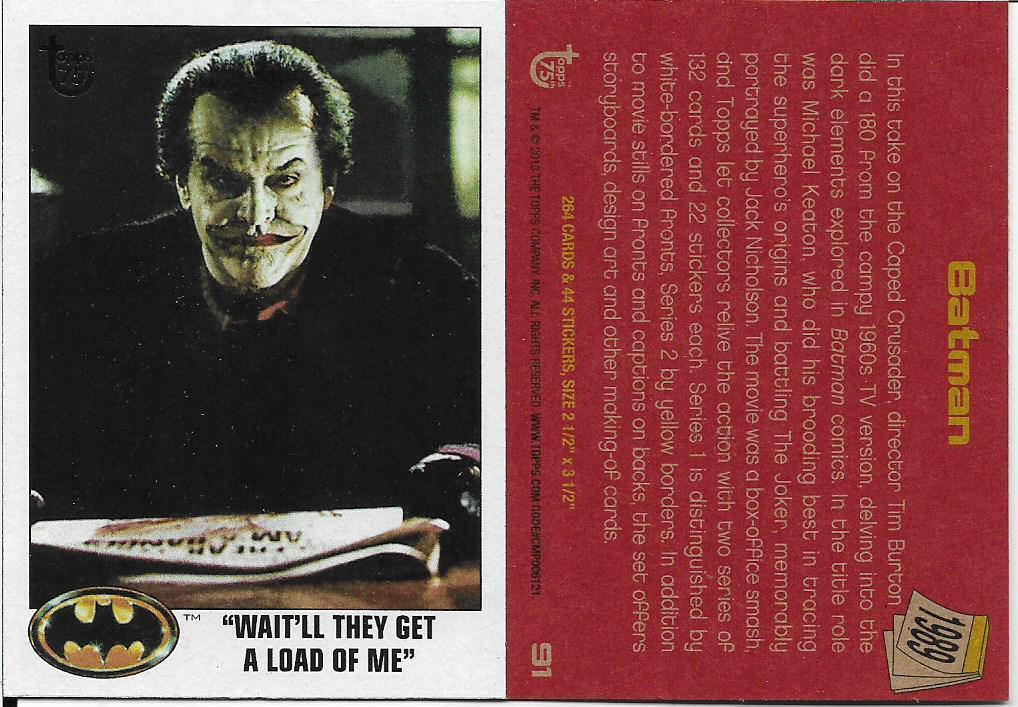 2013 Topps 75th Anniversary #91 Batman Joker Jack Nicholson 1989