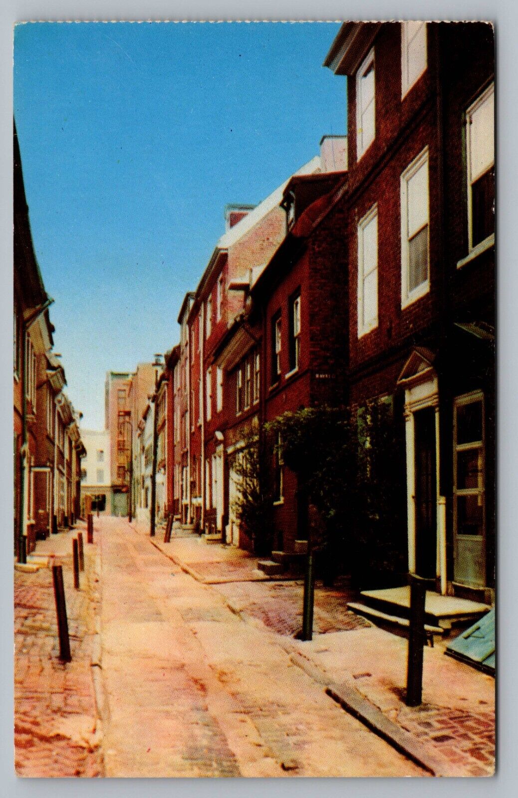 Philadelphia PA Elfreth's Alley 2nd & Front Street View Colonial Postcard Vtg F1