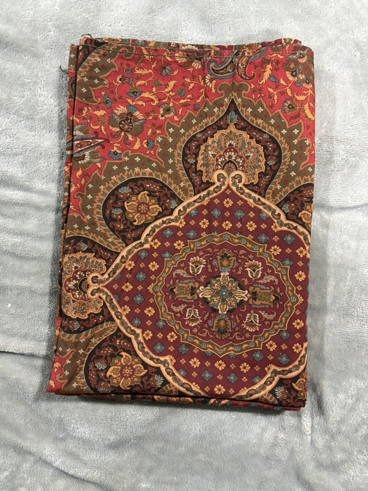 Vintage Ralph Lauren Equestrian Red Paisley King Flat Sheet (1 Blue Yellow Tag)