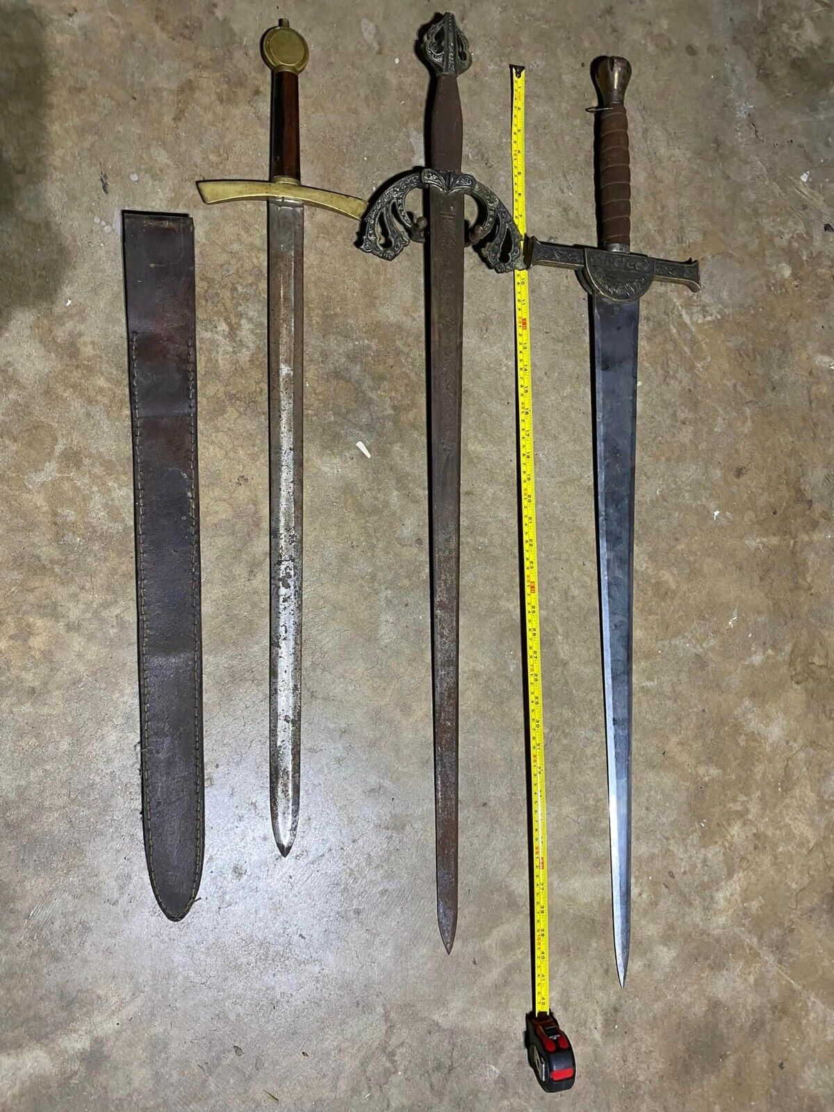 Lot of 3 Large Metal Swords