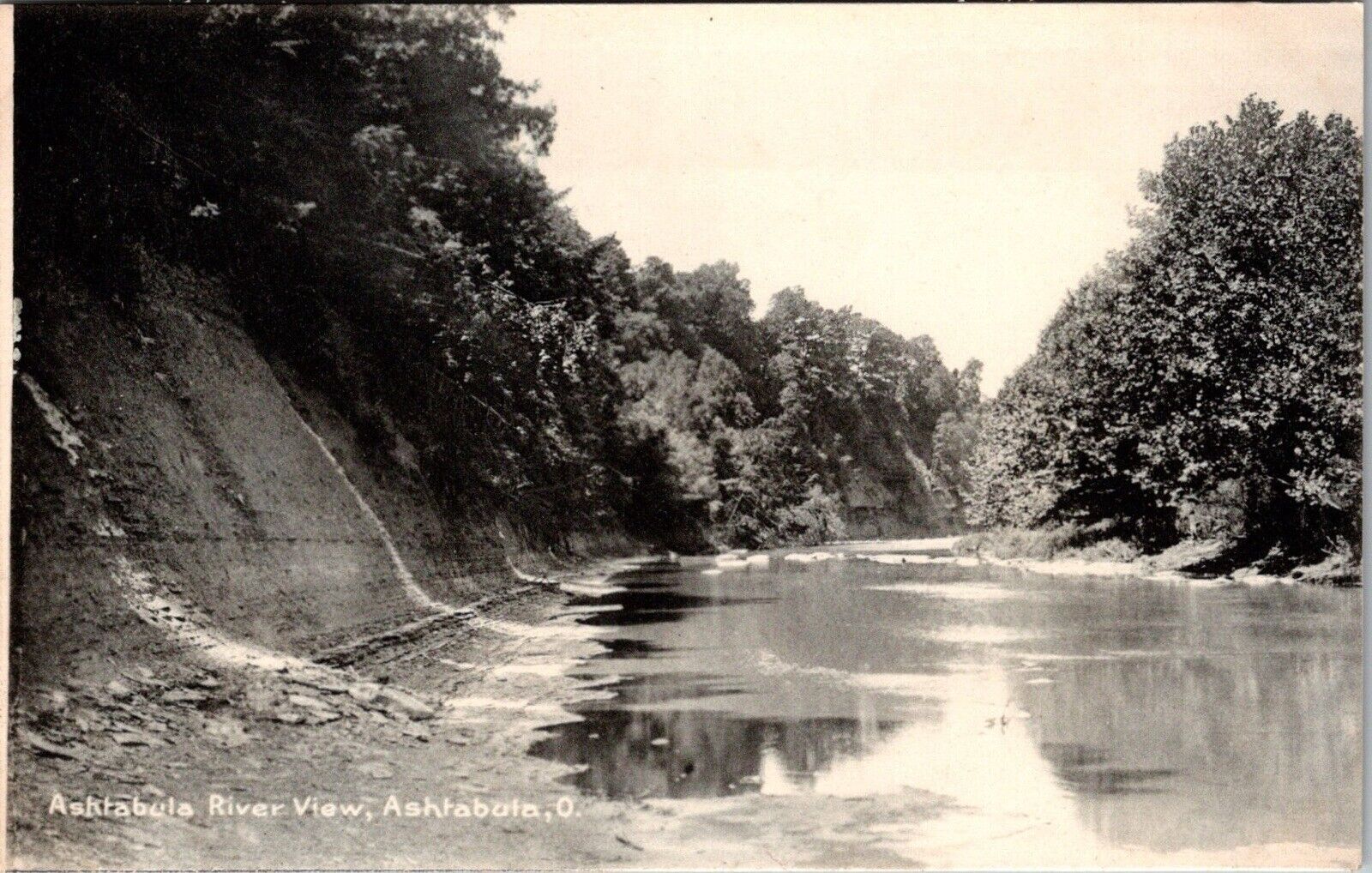 Postcard Ashtabula OH-Ohio, Ashtabula River Scene, Cliffs, Antique Vintage J30