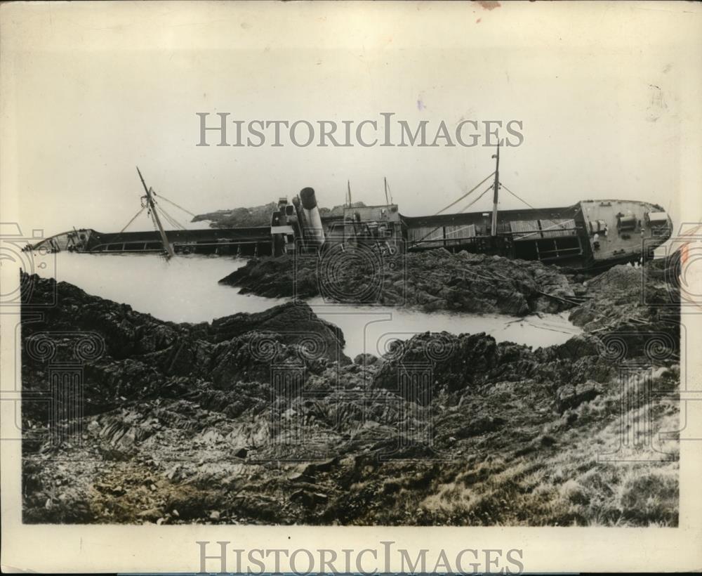 1928 Press Photo S.S. President ran aground at Eysmouth Merwickshire England