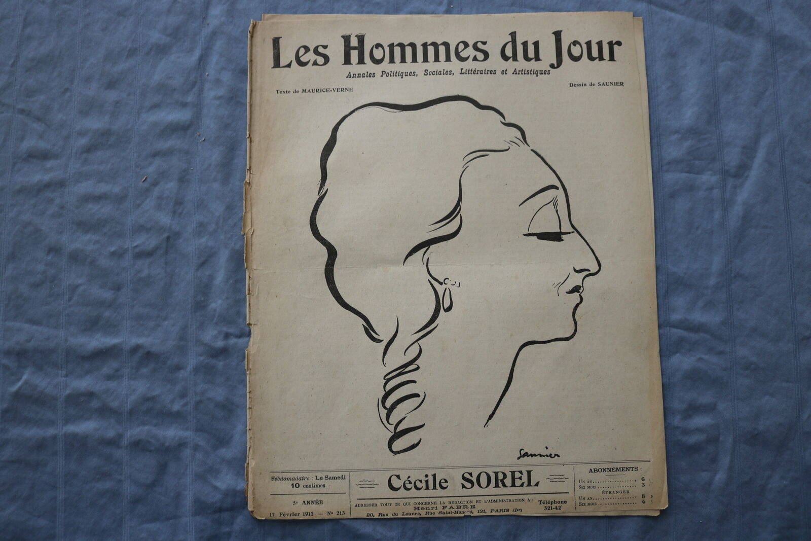 1912 FEBRUARY 17 LES HOMMES DU JOUR MAGAZINE - CECILE SOREL - FRENCH - NP 8644