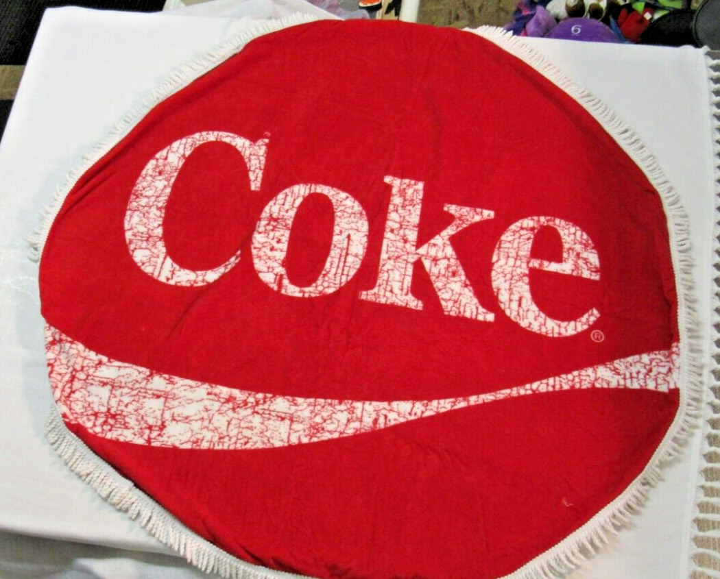 COCA COLA Round Beach Towel THROW BLANKET with FRINGE ~ Large