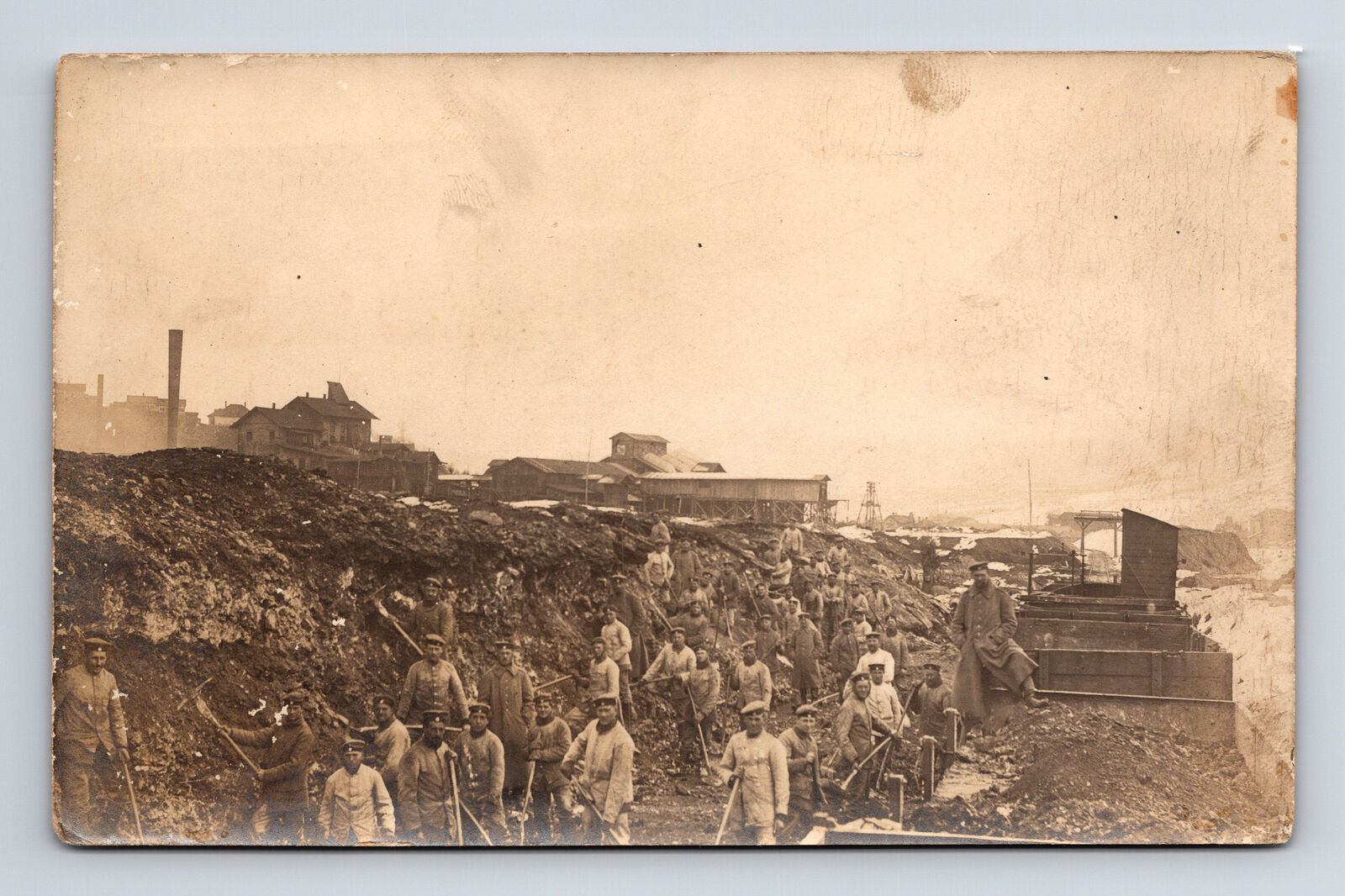 RPPC Unknown German? Soldiers Excavate for Road or Railway Factories Postcard