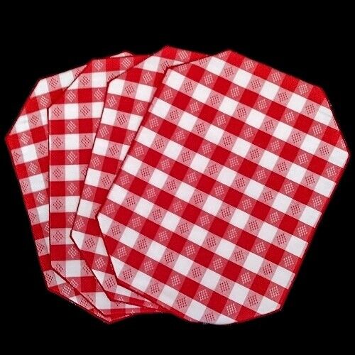 Vintage GINGHAM PLACEMATS Rectangle Finished Edges RED WHITE CHECKS 17\