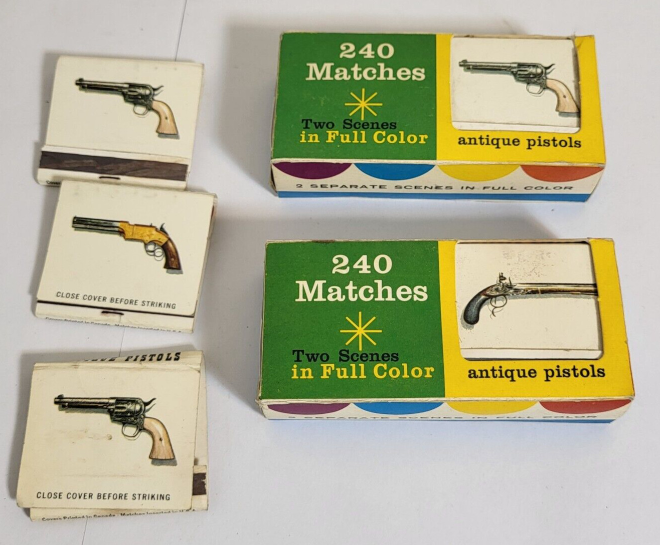 lot of 2 boxes Antique Pistols Matchbooks 1960s Souvenir Vancouver Grant Mann