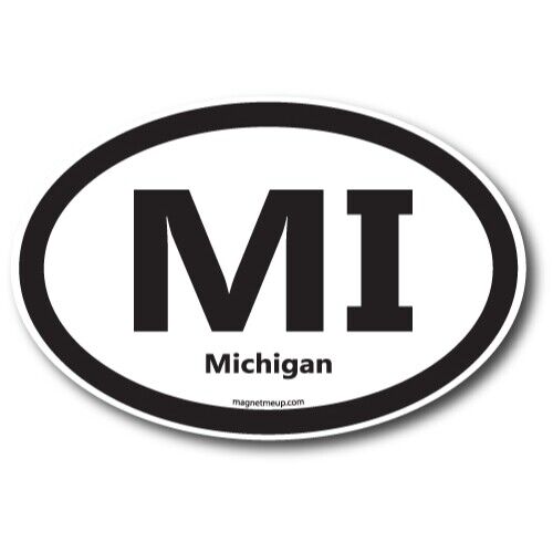 MI Michigan US State Oval Magnet Decal, 4x6 Inches, Automotive Magnet for Car