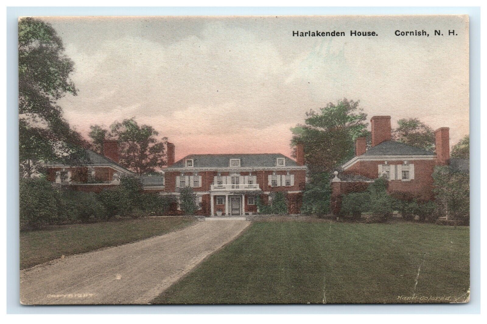 Postcard Harlakenden House, Cornish NH hand-colored G9