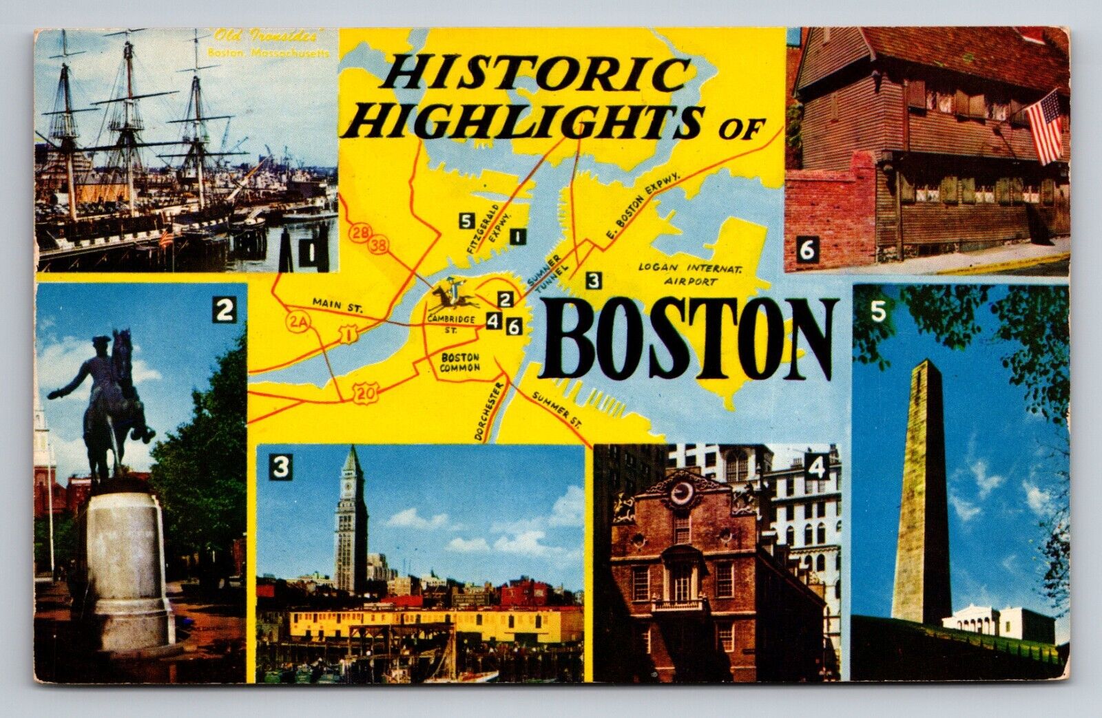Historic Highlights Of Boston Massachusetts Vintage Posted 1960 Postcard