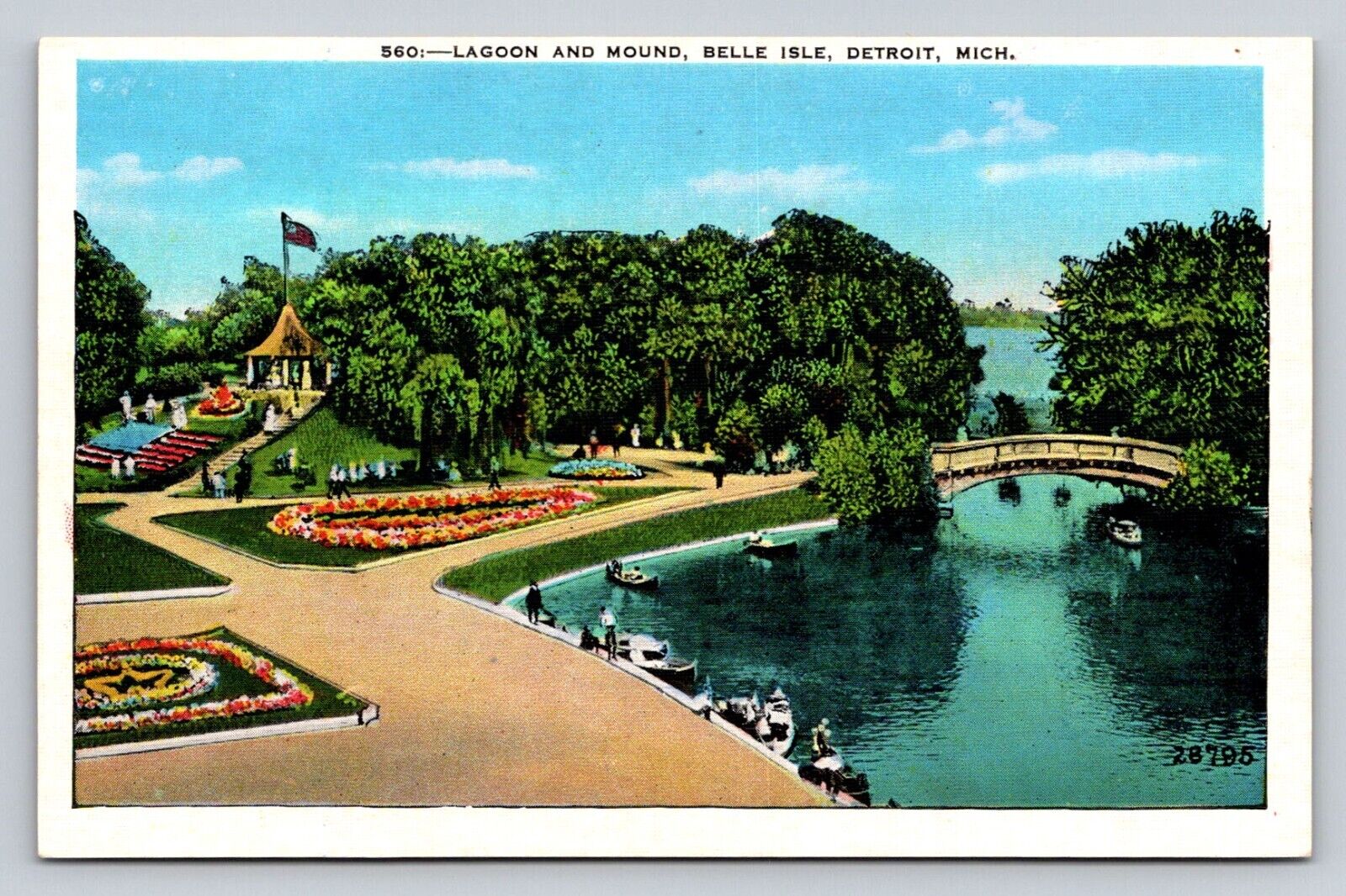 Lagoon And Mound  Belle Isle Detroit Michigan P581