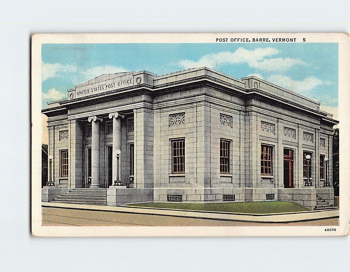 Postcard Post Office Barre Vermont USA