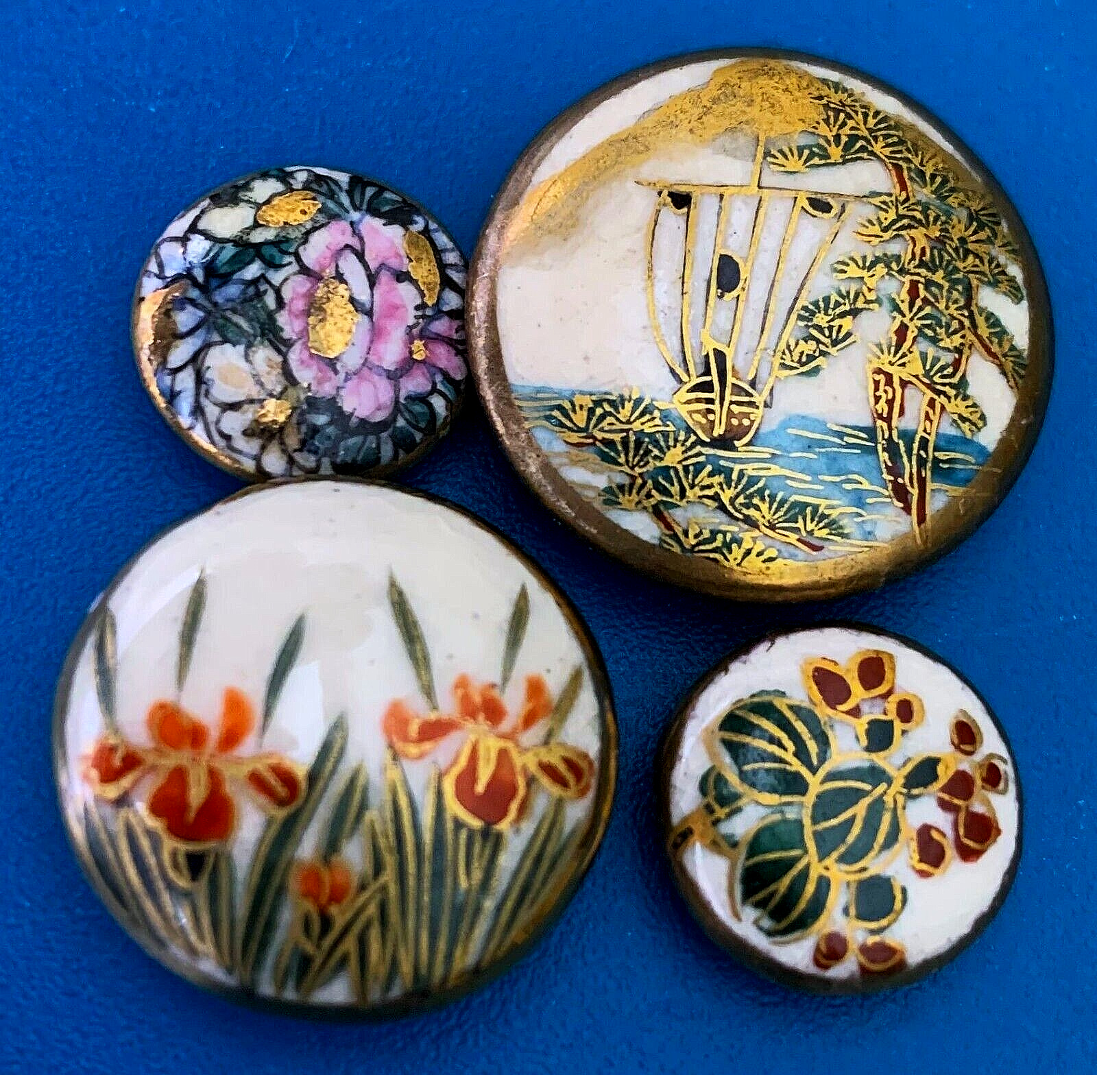 Vintage Hand Painted Satsuma Porcelain Buttons