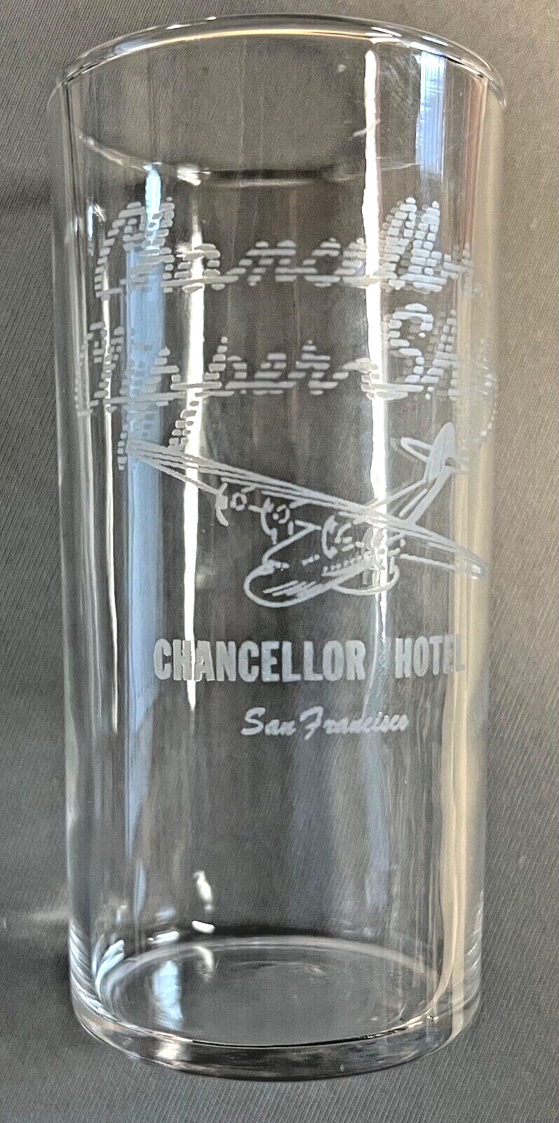 Vintage 1940s Chancellor Hotel Clipper Ship Bar Cocktail Glass San Francisco