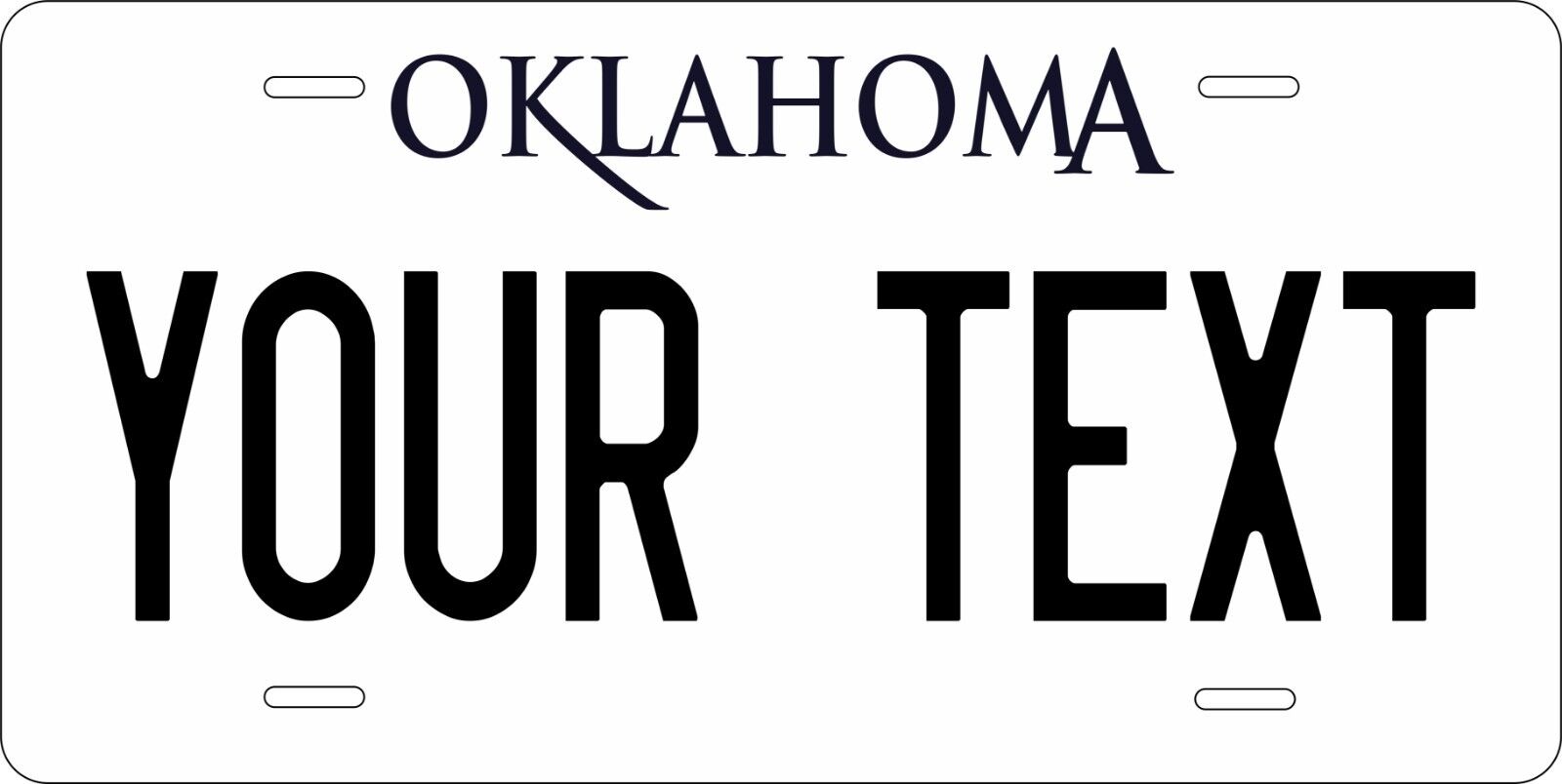 Oklahoma White License Plate Personalized Custom Auto Bike Motorcycle Moped 