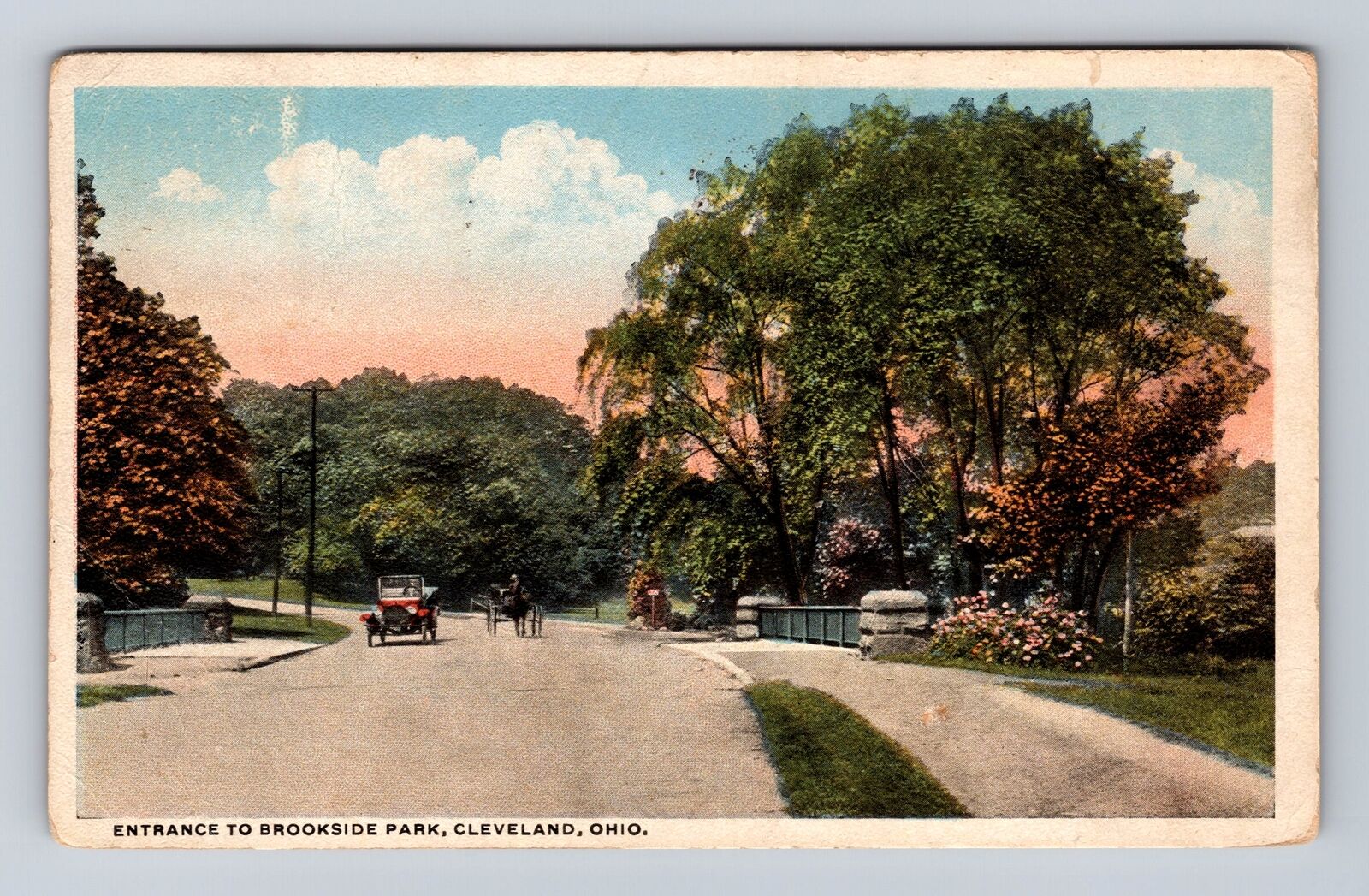 Cleveland OH-Ohio, Entrance To Brookside Park, Antique, Vintage c1918 Postcard