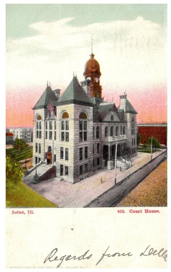 Vintage 1907 UDB Joliet Illinois Court House Postcard - P39