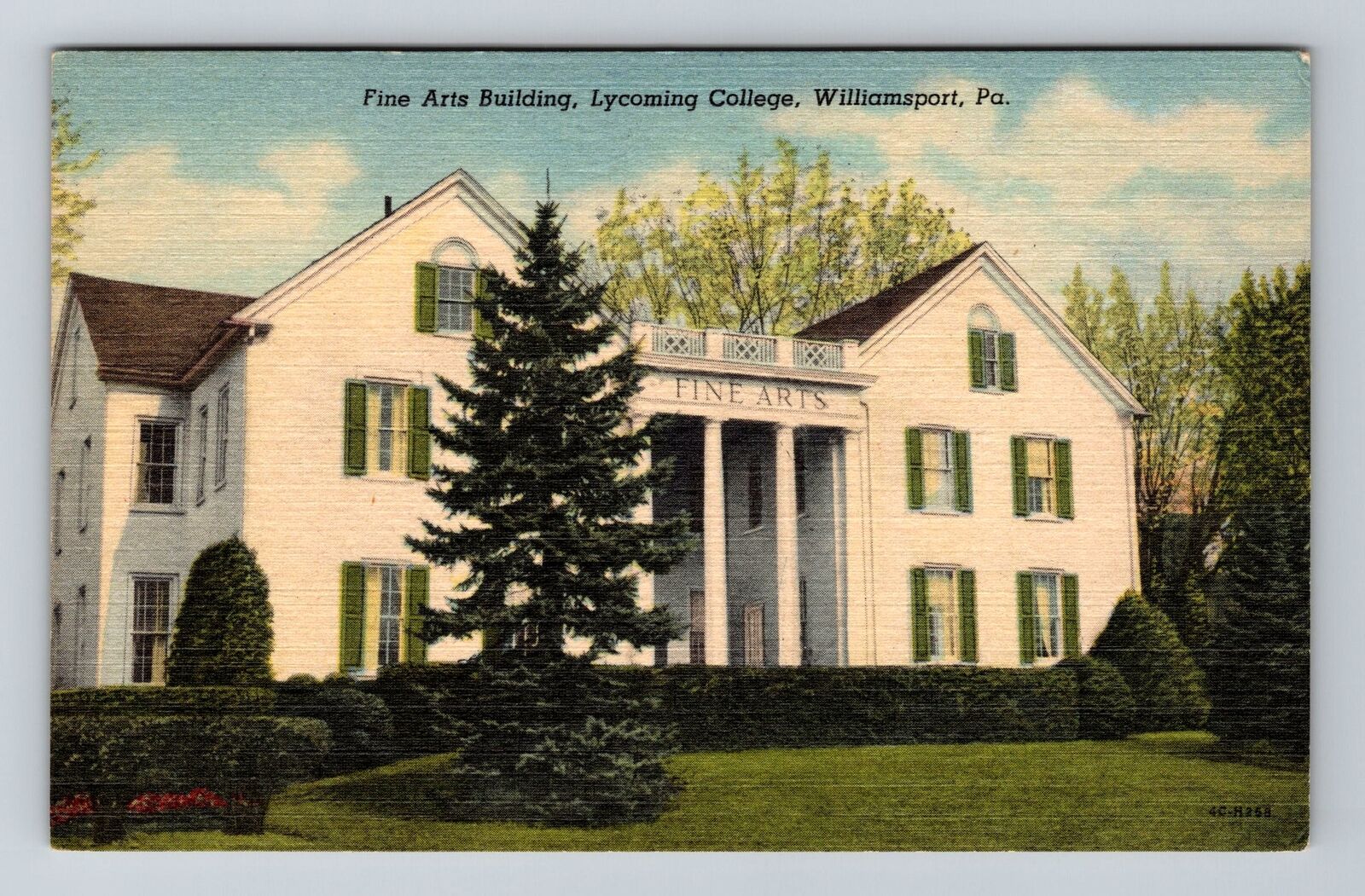 Williamsport PA-Pennsylvania, Fine Arts Building, College, Vintage Postcard