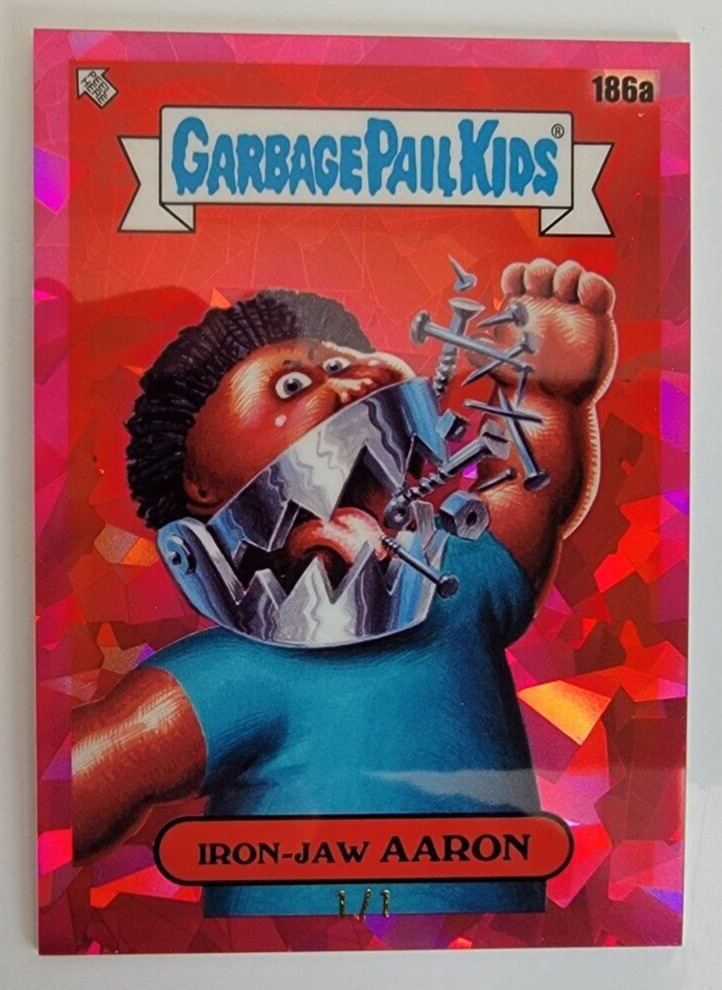 2022 GARBAGE PAIL KIDS SAPPHIRE EDITION #186A IRON-JAW AARON PADPARADSCHA 1/1