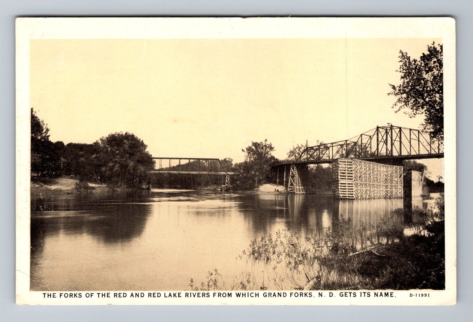 Grand Forks ND-North Dakota, The Forks Red Lake Rivers, Vintage Postcard