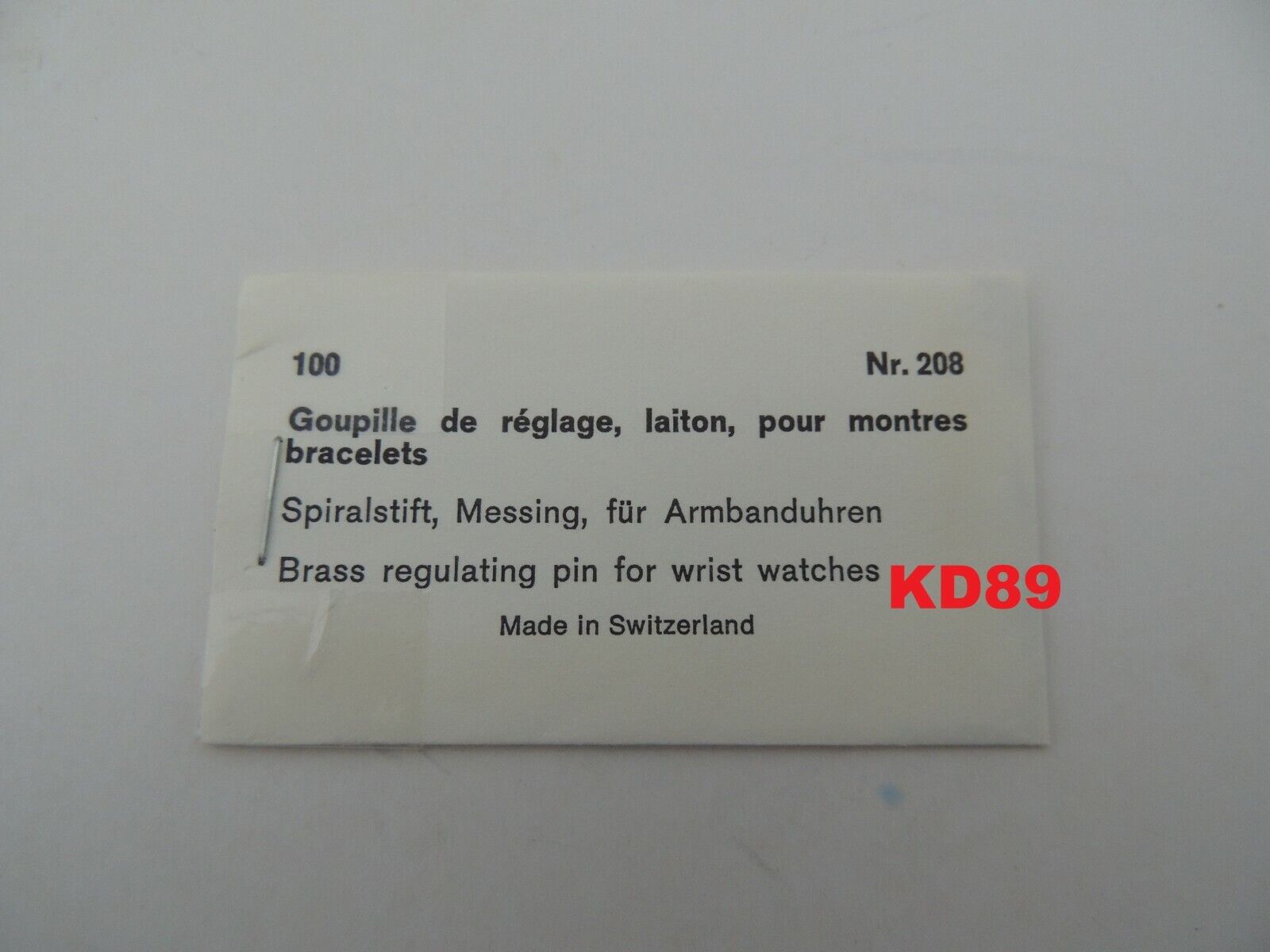 Assortment of 100 regulating pin in brass hairspring ø 0.05 to 0.25 mm SWISS 