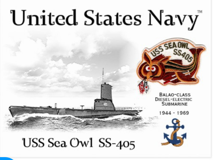 USS SEA OWL SS-405 SUBMARINE   -  Postcard