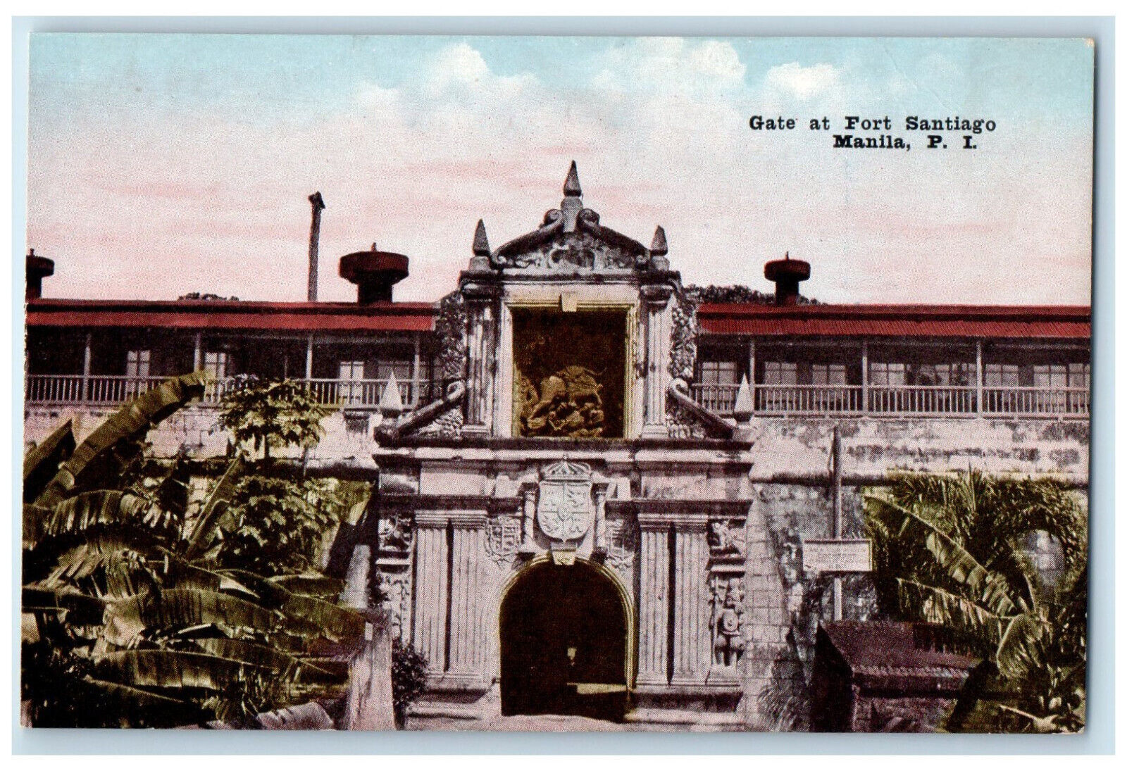 c1910 Gate at Fort Santiago Manila Philippines Island PI Antique Postcard