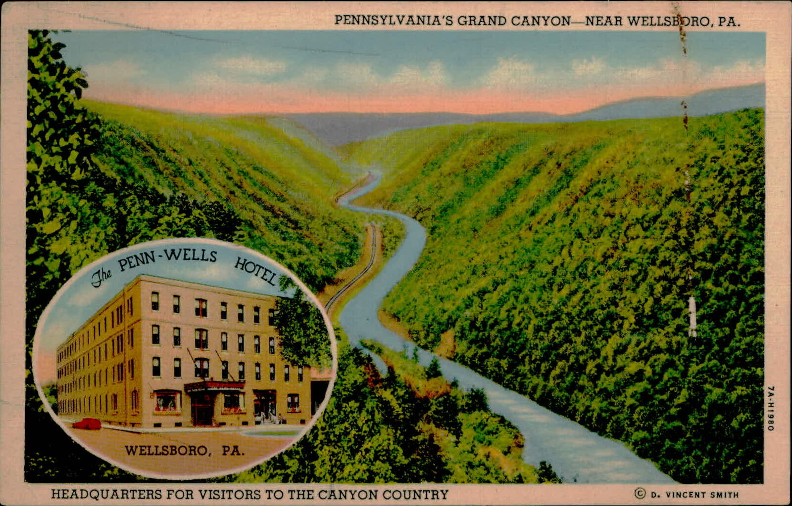 Postcard: The PENN-WELLS LIA HOTEL WELLSBORO, PA. PENNSYLVANIA\'S GRAND