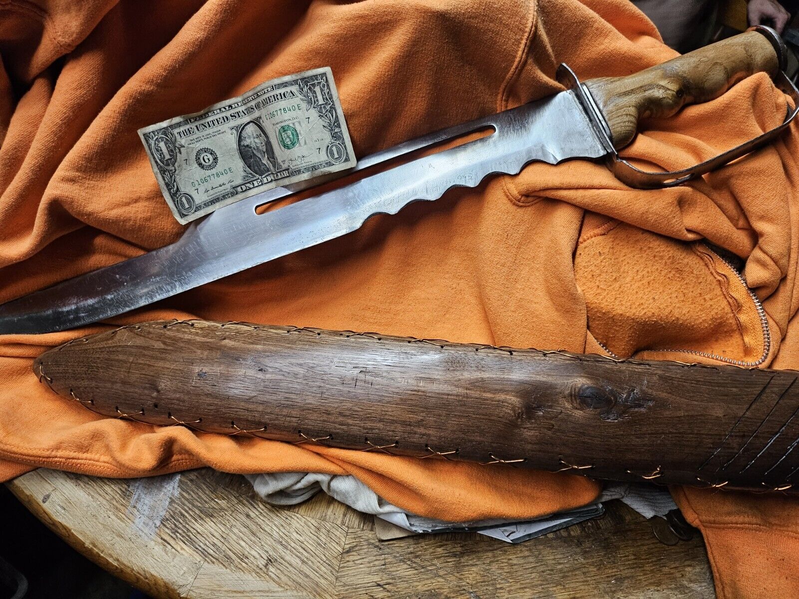 One -OF-A KIND Hand Forged Knife W/Handmade Sheath