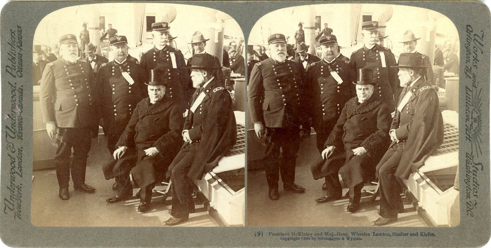 McKinley and Maj.-Gens., Wheeler, Lawton, Shafer, and Kiefer - 1898 stereograph