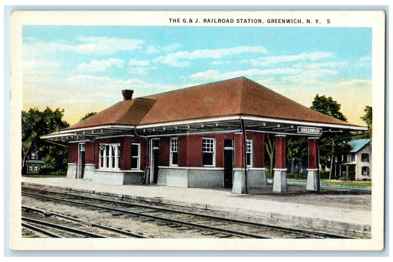 c1940's The G. & J. Railroad Station Exterior Greenwich New York NY Postcard