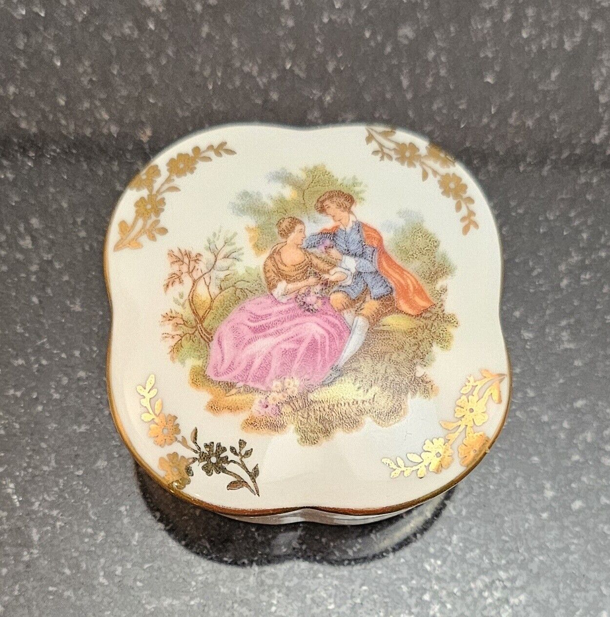 Vintage Porcelain Limoges Made in France Square Porcelain Jewelry Trinket Box