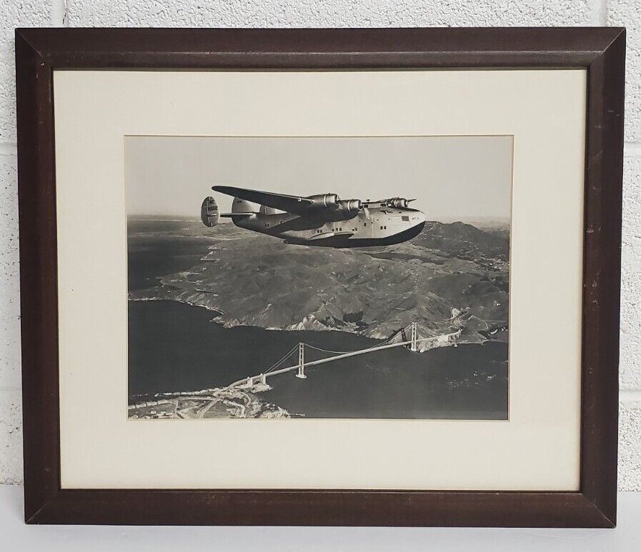 Clyde Sunderland framed picture vintage airplane Boeing B-314 image wood framed