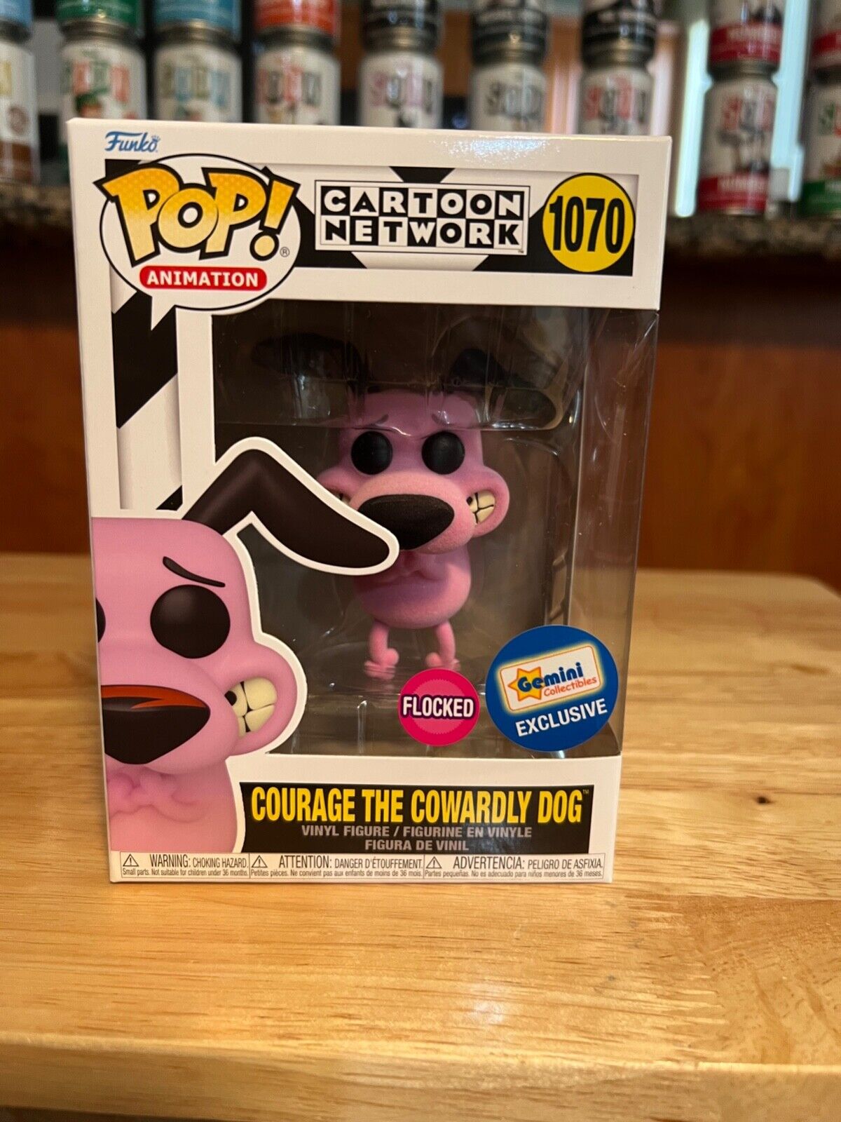 EXCLUSIVE FLOCKED (FUZZY) Courage the Cowardly Dog Funko Pop #1070 Animation