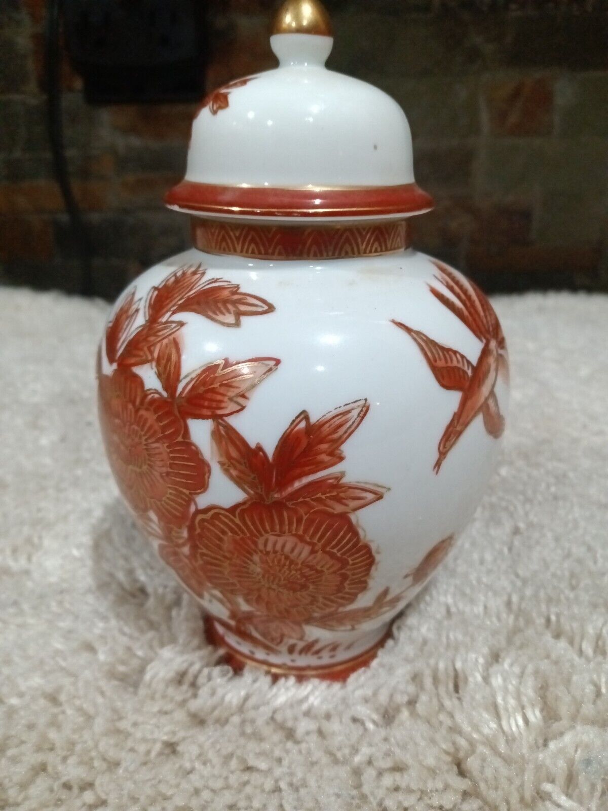 Small White Vase With Lid Markings On Bottom 6884