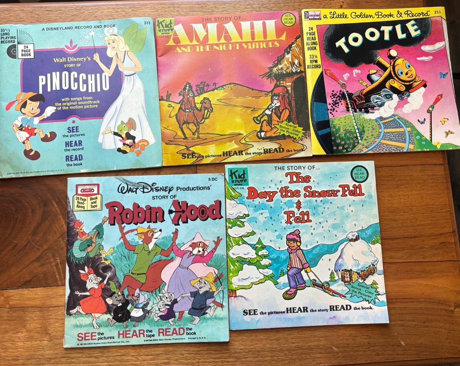 Lot of 5 Vintage Read Along Books Including Disney & Kid Stuff - No Records