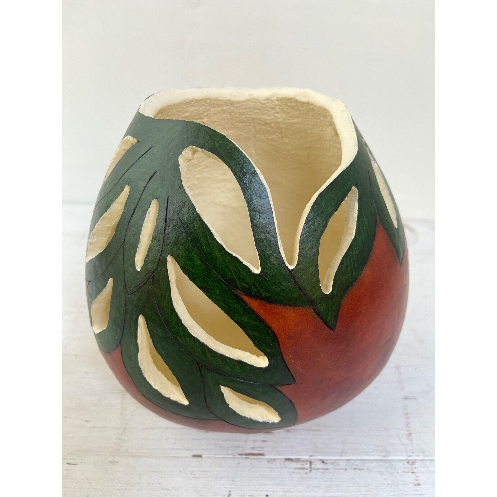 Beautiful Hand Painted Gourd Art Bowl
