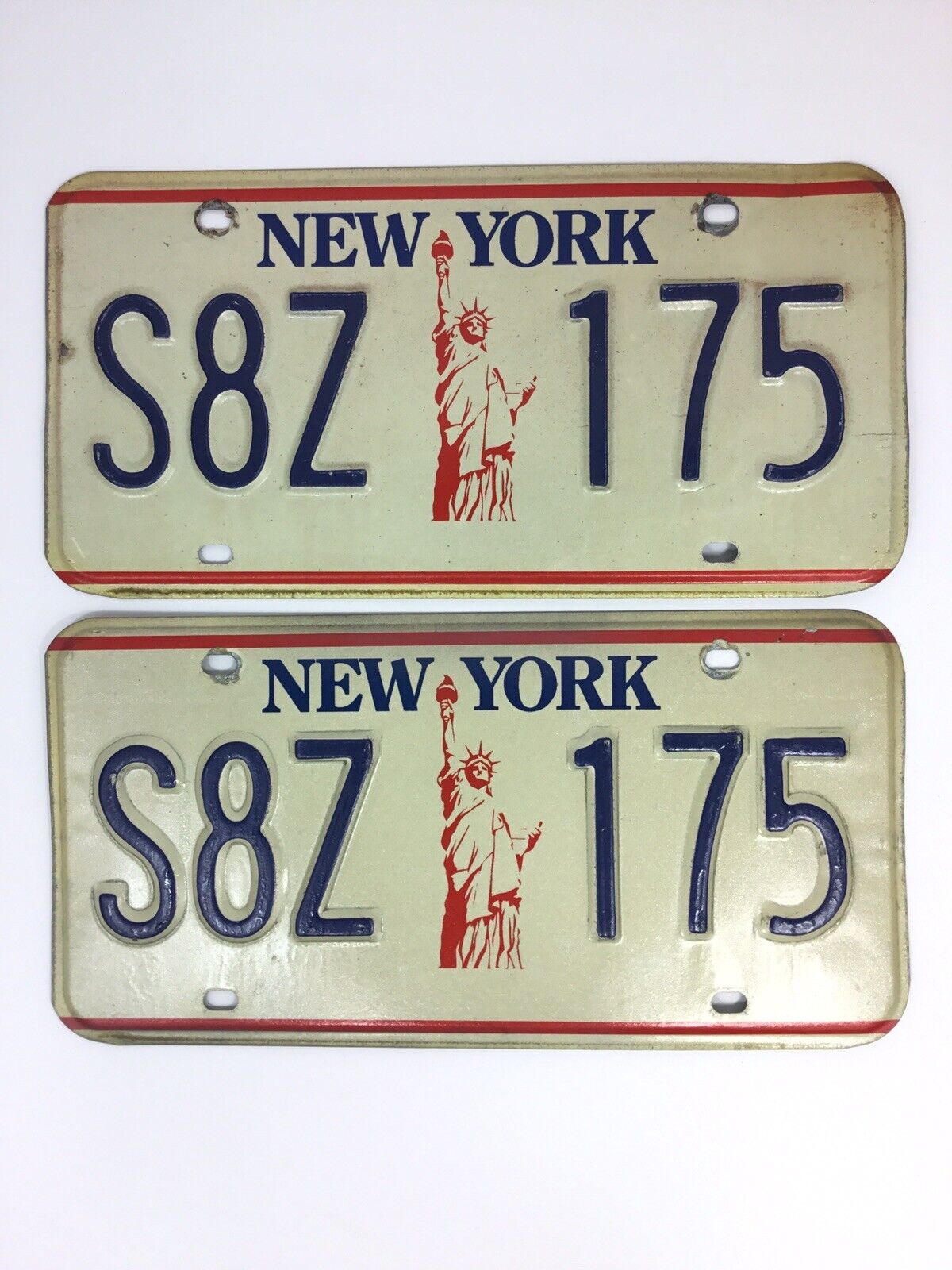 EXPIRED NEW YORK LICENSE PLATE LOT OF 2 S8Z-175 1986-2000
