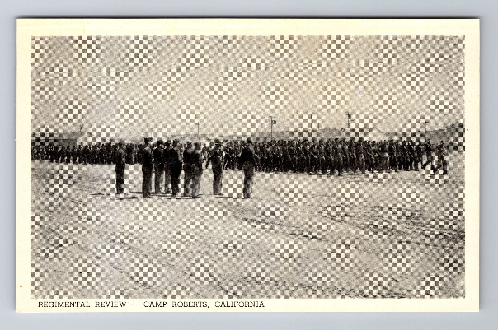 Camp Roberts CA-California, Regimental Review, Antique, Vintage Postcard