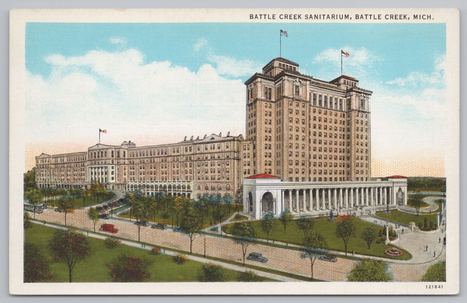 State View~Air View battle Creek Sanitarium Battle Creek MI~Vintage Postcard