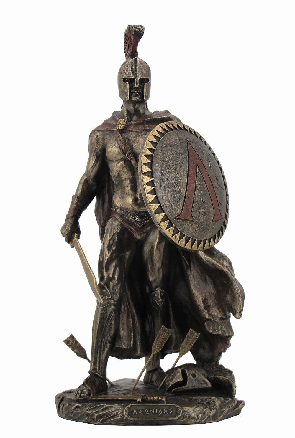 Beautiful Bronze Finish Spartan King Leonidas With Sword And Shield Statue