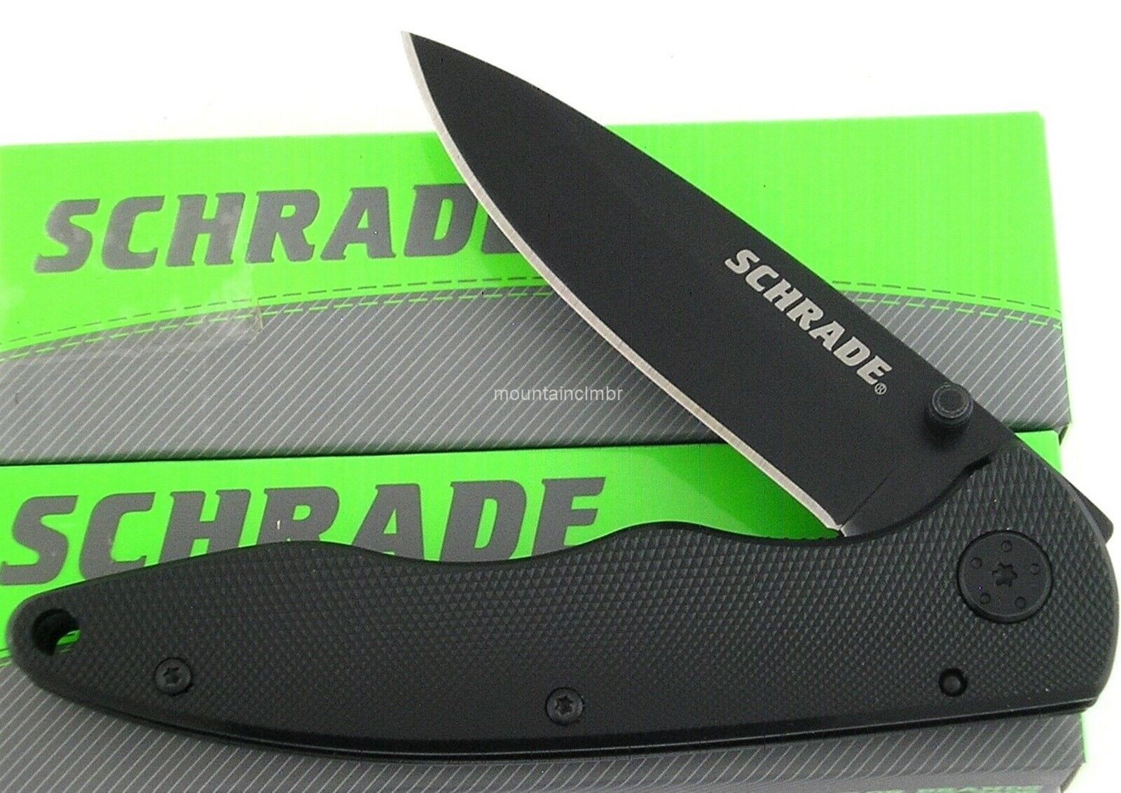 Schrade Large Linerlock Black Aluminum Handle Knife CLAM Pack SCH401LALBK
