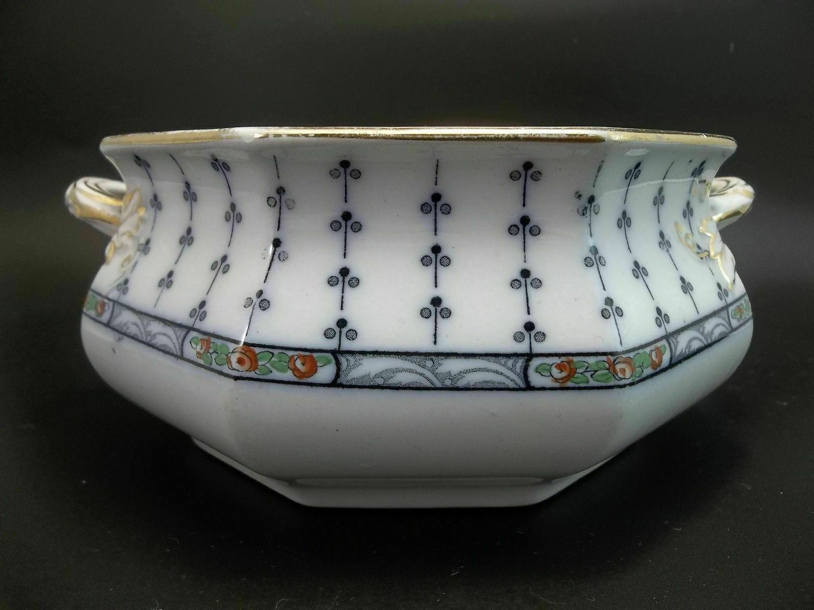 Antique Keeling & Co Burslem England Losol Ware Pompador Blue Bowl Porcelain