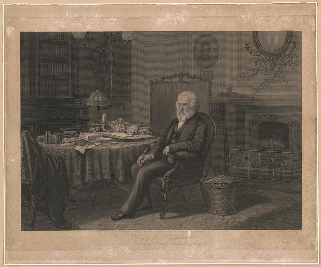 Photo:Henry W. Longfellow in his library at Craigie House, Cambridge
