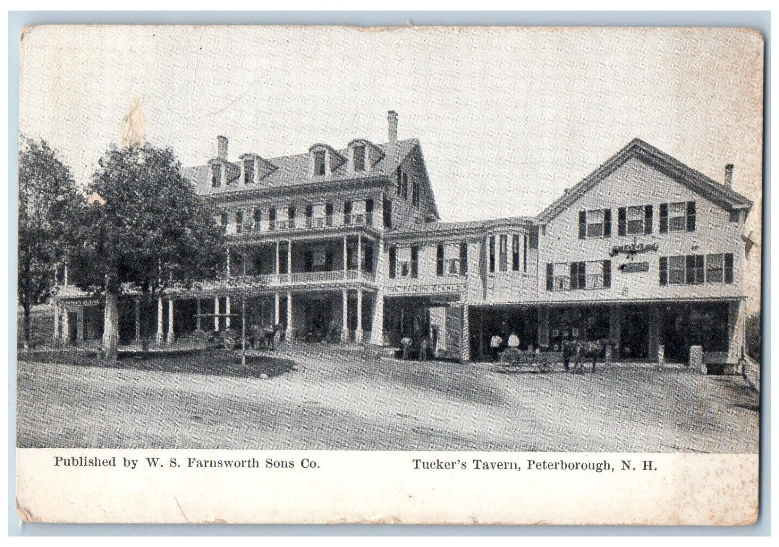 Peterborough New Hampshire Postcard Tucker's Tavern Road c1918 Vintage Antique
