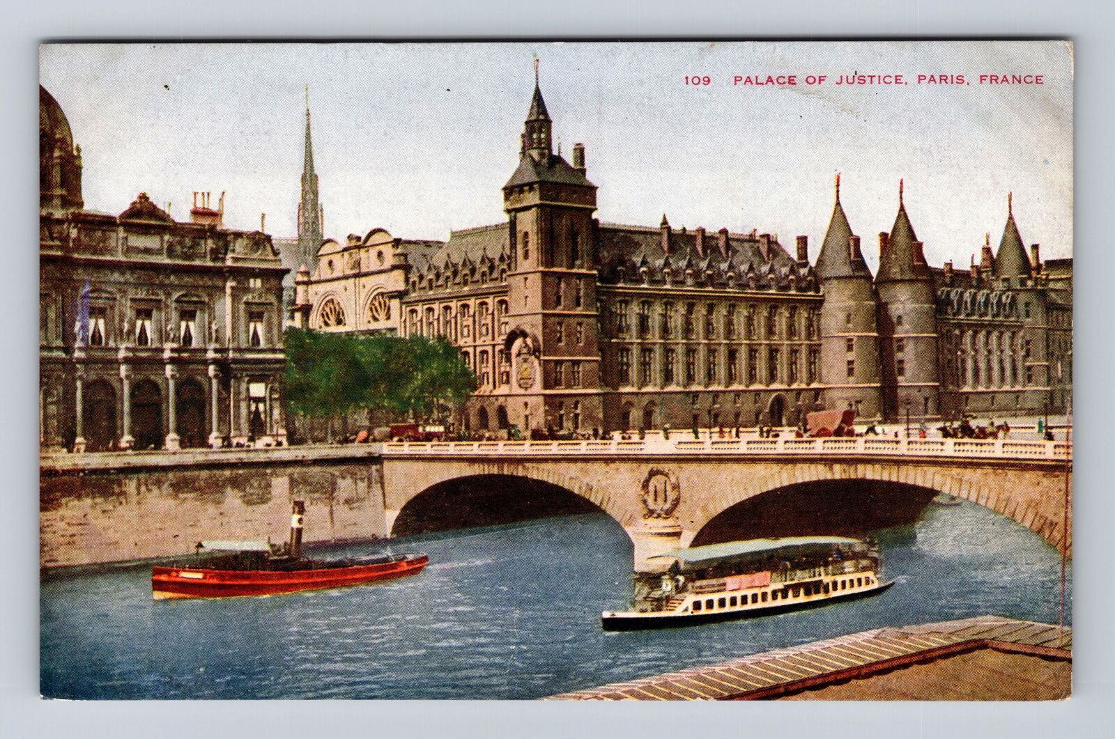 Paris-France, Palace Of Justice, Antique, Vintage Souvenir Postcard