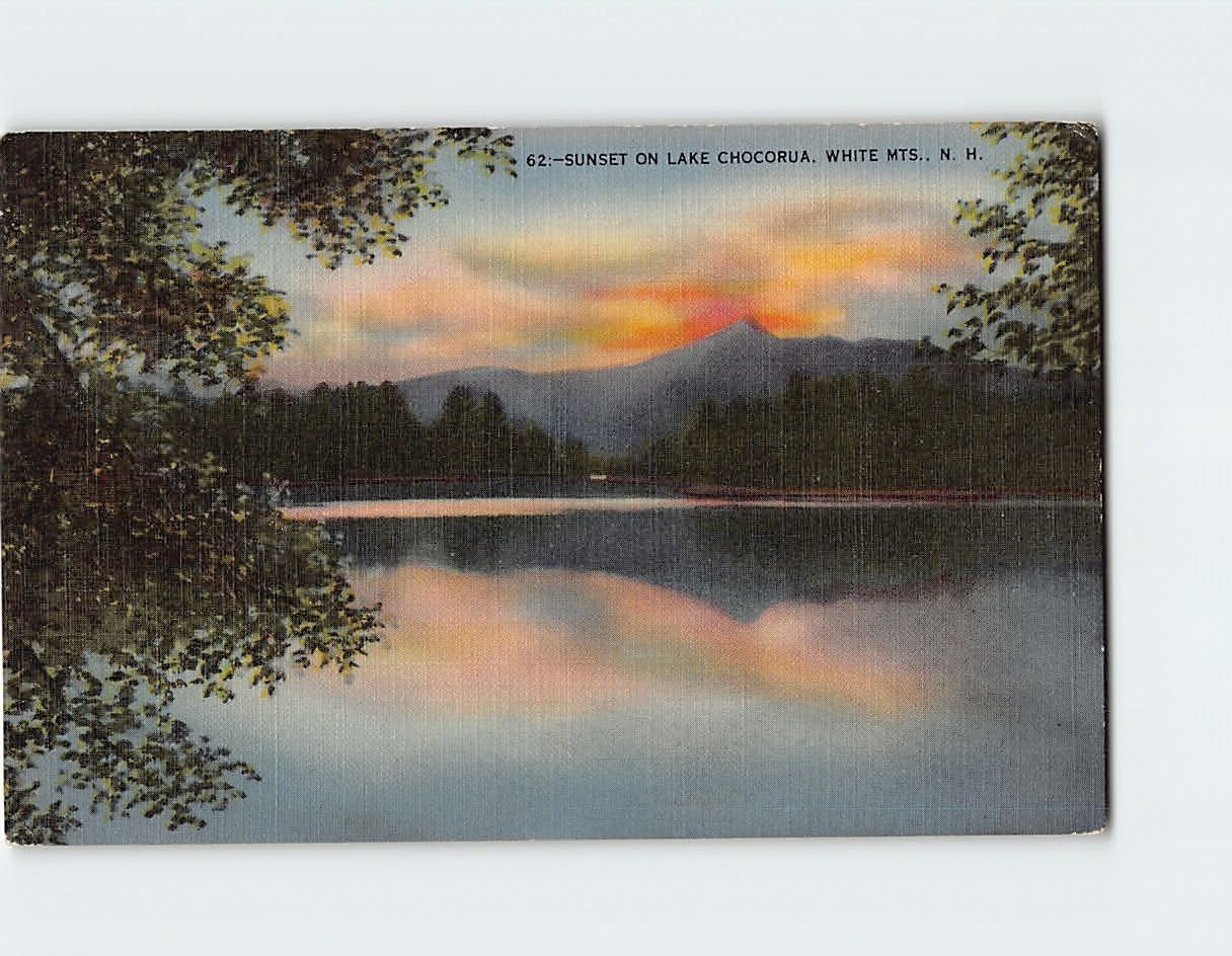 Postcard Sunset on Lake Chocorua White Mountains New Hampshire USA
