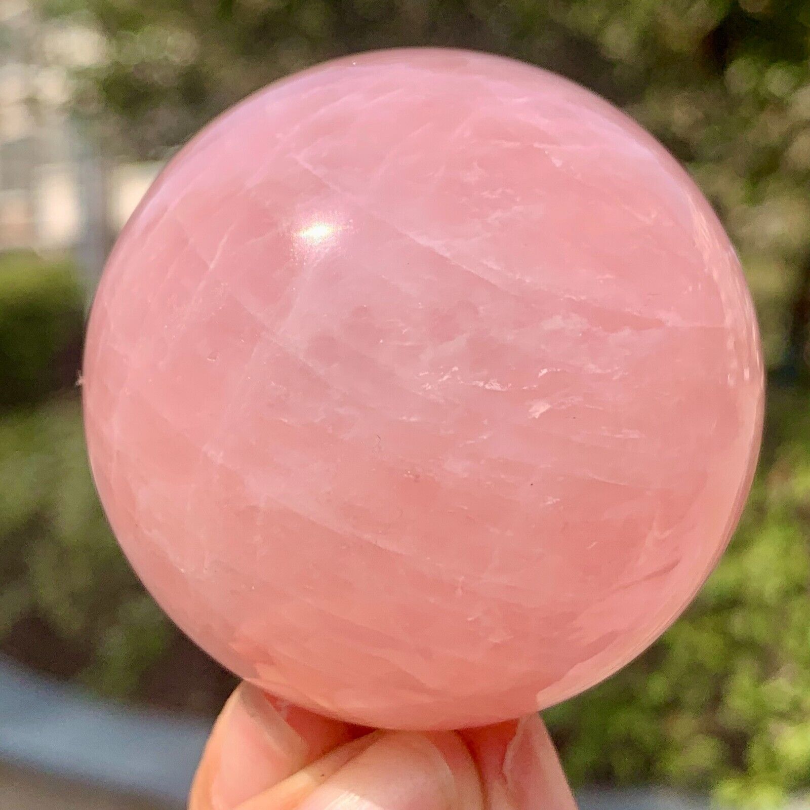 233G Natural Crystal Pink Rose Chakra Quartz Sphere healing ball Specimen